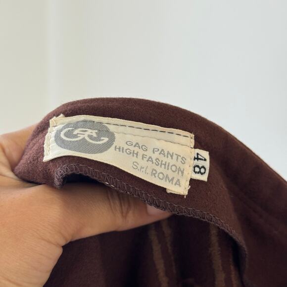 Vintage Italian chocolate brown wide-leg trousers with embroidered details (S/M) - Picture 9 of 10